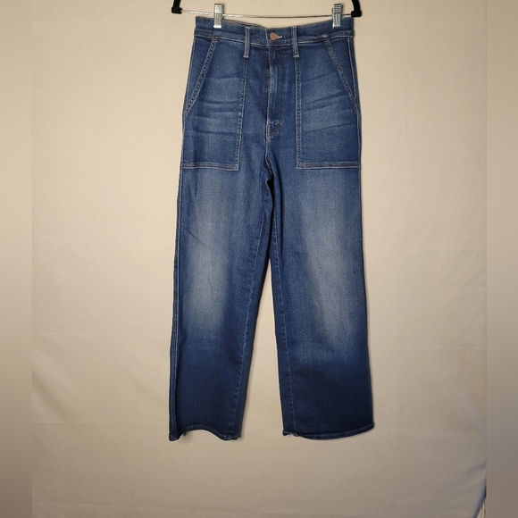 MOTHER Blue Flare Wide Leg Jeans Nip It In The Bud - Picture 6 of 11